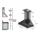 36'' Wooden Wall Mount Range Hood in Black - Includes Motor