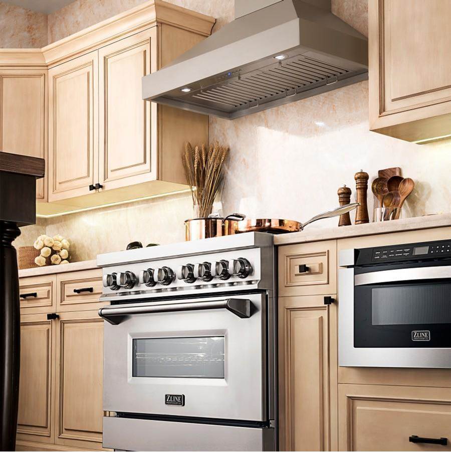 48'' Wooden Wall Mount Range Hood in Gray - Includes Motor