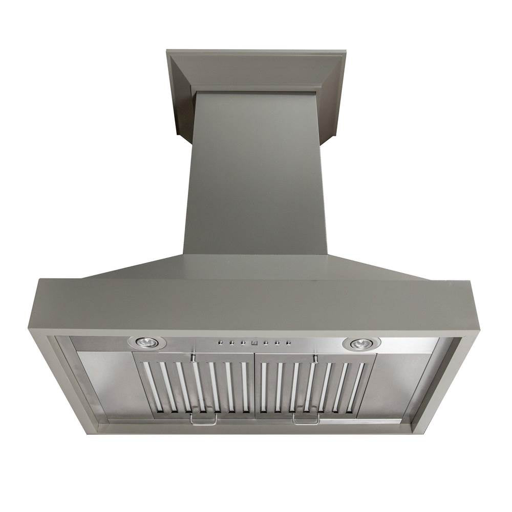Z-Line - 42'' Wooden Wall Mount Range Hood in Gray - Includes Motor