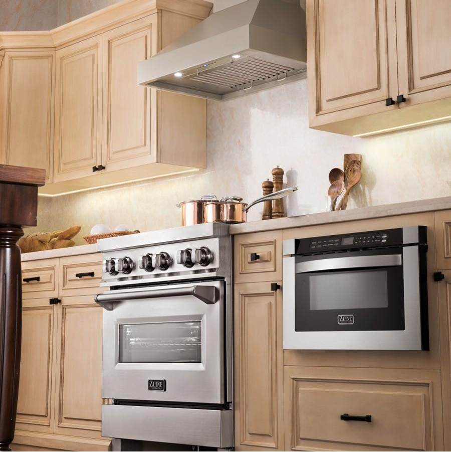 48'' Wooden Wall Mount Range Hood in Gray - Includes Motor