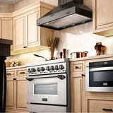 36'' Wooden Wall Mount Range Hood in Rustic Dark Finish - Includes Motor