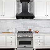 36'' Wooden Wall Mount Range Hood in Rustic Dark Finish - Includes Motor