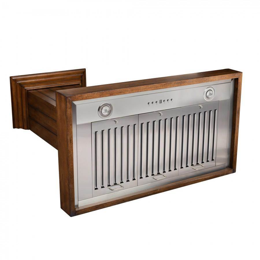 36'' Wooden Wall Mount Range Hood in Rustic Light Finish - Includes Motor