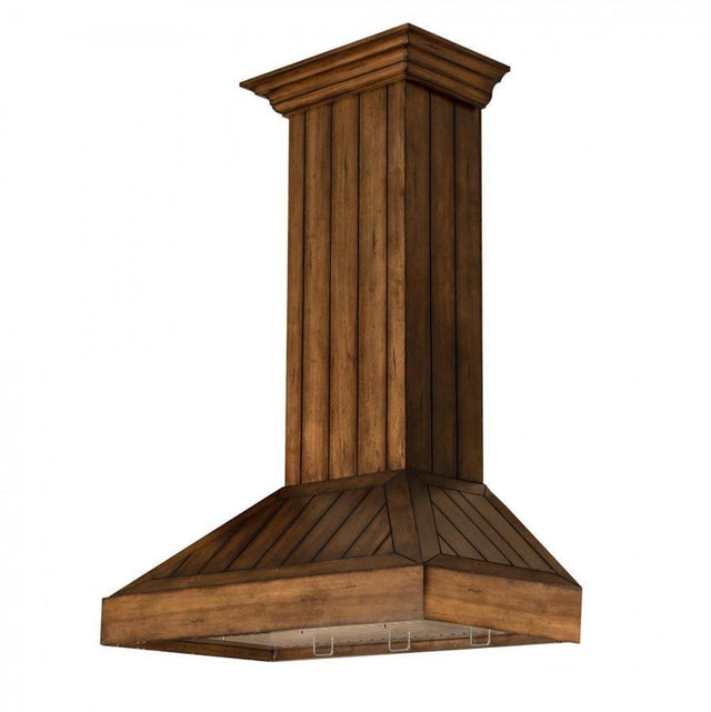 Z-Line - 36'' Wooden Wall Mount Range Hood in Rustic Light Finish - Includes Motor
