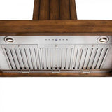 36'' Wooden Wall Mount Range Hood in Rustic Light Finish - Includes Motor