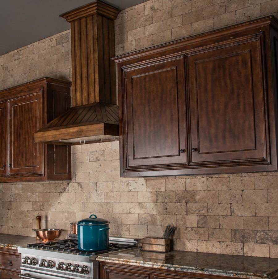 36'' Wooden Wall Mount Range Hood in Rustic Light Finish - Includes Motor