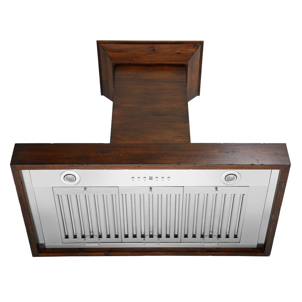48'' Wooden Wall Mount Range Hood in Walnut - Includes Motor