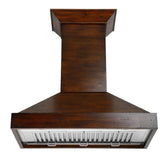 48'' Wooden Wall Mount Range Hood in Walnut - Includes Motor