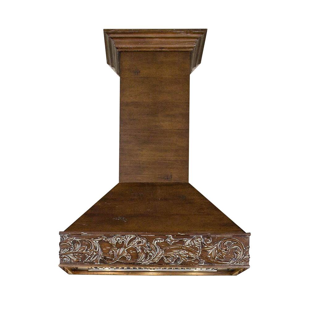 Z-Line - 30'' Wooden Wall Mount Range Hood in Walnut - Includes Remote Motor