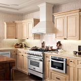 36'' Wooden Wall Mount Range Hood in White - Includes Motor