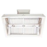 36'' Wooden Wall Mount Range Hood in White - Includes Motor
