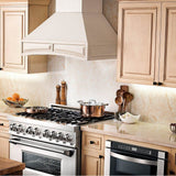 36'' Wooden Wall Mount Range Hood in White - Includes Motor