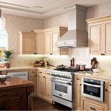 36'' Wooden Wall Mount Range Hood in White - Includes Motor