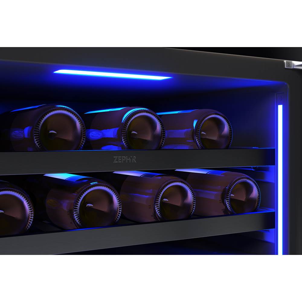 Presrv wine cooler, 24'' compact, blk Stainless Steel and glass, reversible, 2 zones