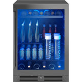 Presrv beverage, 24'' compact, blk Stainless Steel and glass, reversible, 1 zone