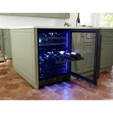 Presrv wine cooler, 24'' compact, blk Stainless Steel and glass, reversible, 2 zones