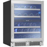 Presrv ADA Wine Cooler, 24in Compact, SS and Glass, Reversible Door  and  Lock, 2 zones