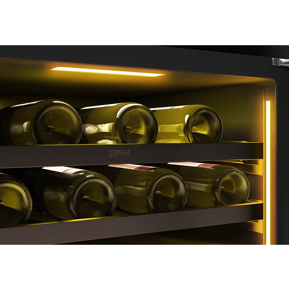 Presrv wine cooler, 24'' compact, blk Stainless Steel and glass, reversible, 2 zones
