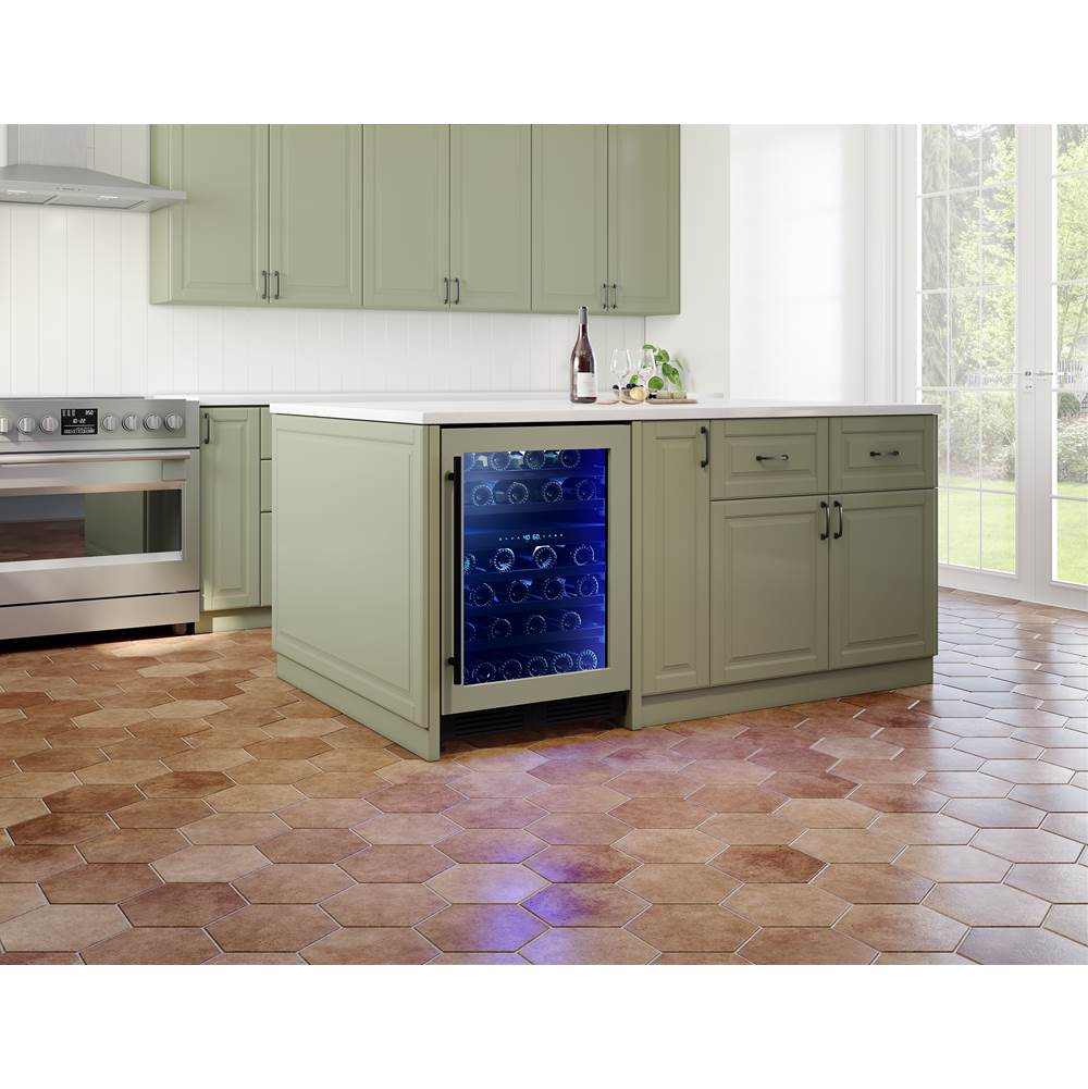 Presrv wine cooler, 24'' compact, panel-ready and glass, reversible, 2 zones