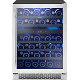 Zephyr - Brisas Wine Cooler, 24in UC, SS+Gls, Rvs Dr, 2Z - Stainless Steel,Glass