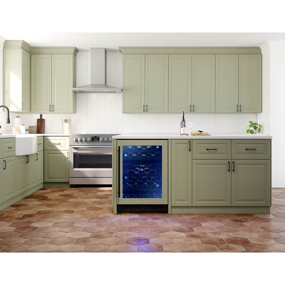 Presrv wine cooler, 24'' compact, panel-ready and glass, reversible, 2 zones