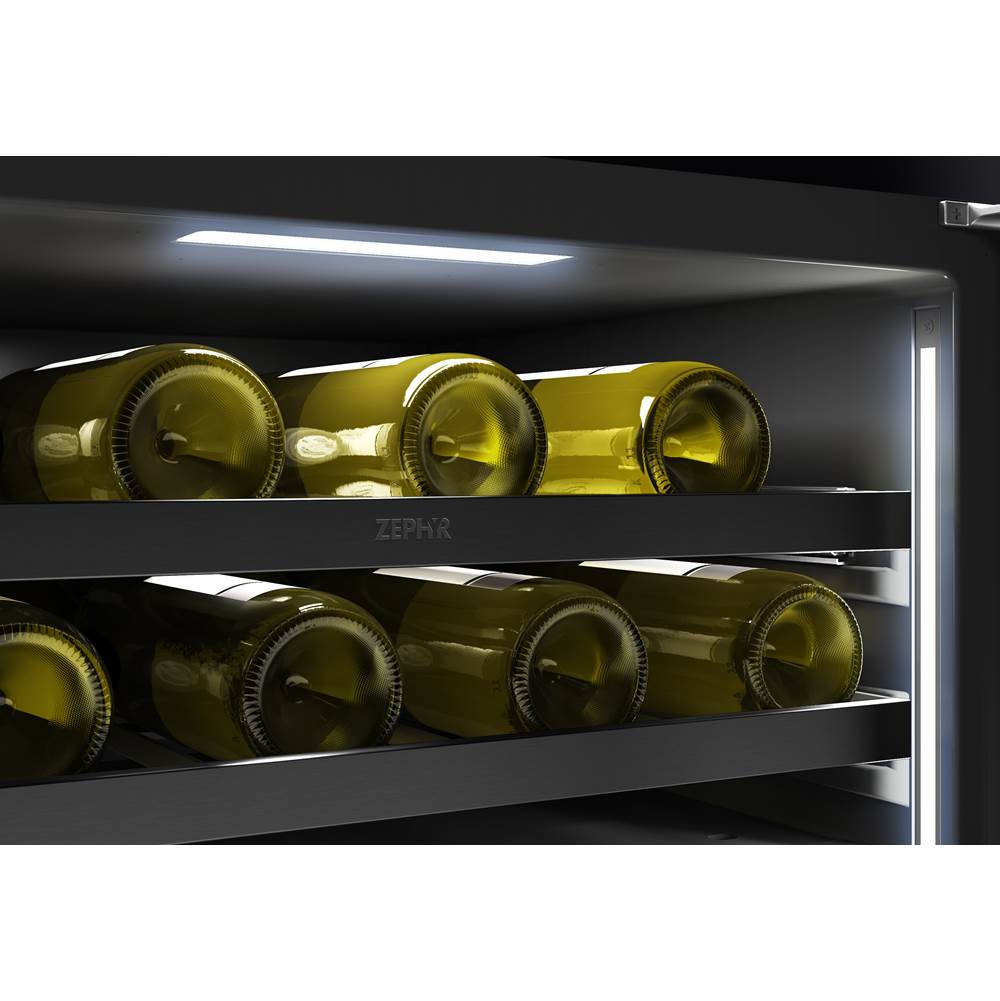 Presrv wine cooler, 24'' compact, blk Stainless Steel and glass, reversible, 2 zones