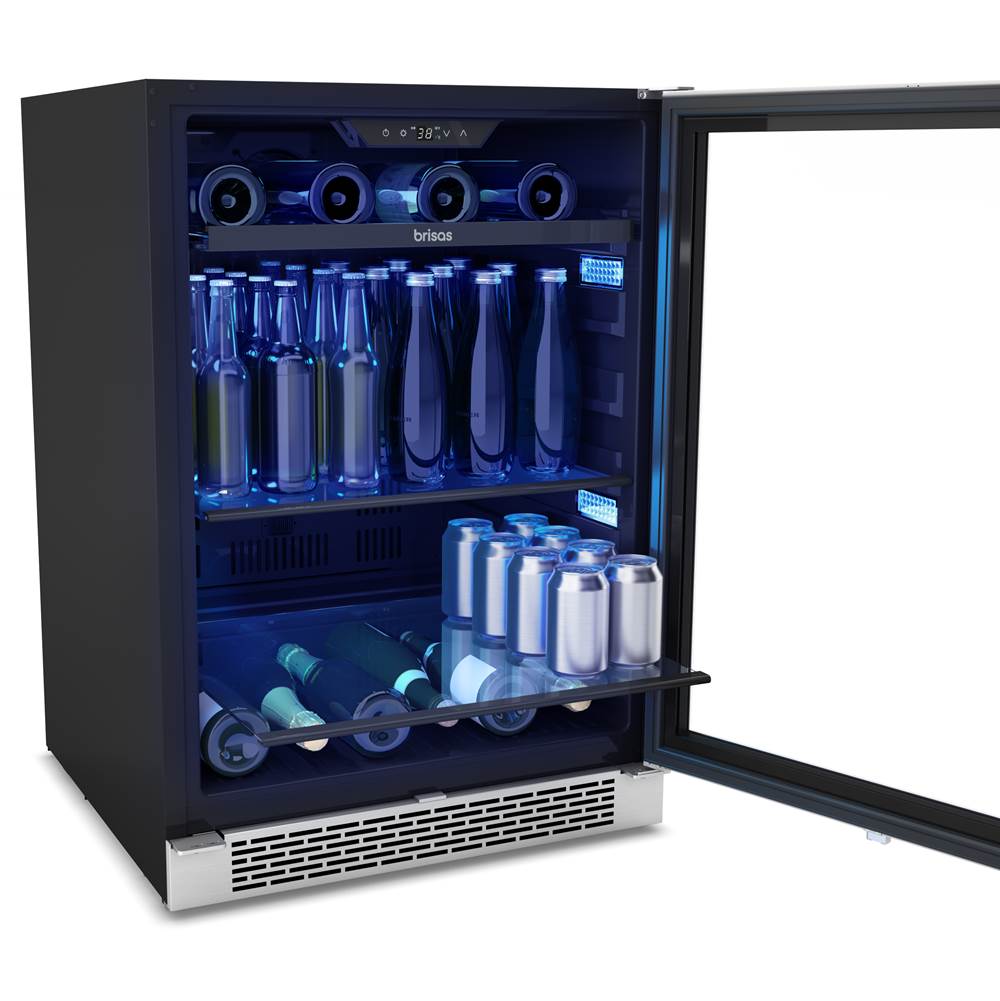 Brisas Single Zone Under Counter Beverage Cooler in Stainless Steel with Reversible Door