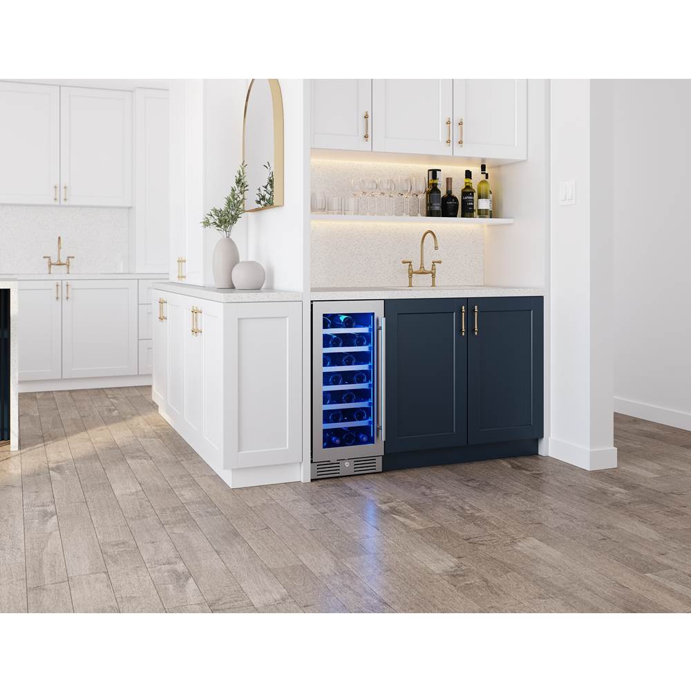 Presrv Wine Cooler, 15'' Compact, SS and Glass, Reversible, 1 Zone