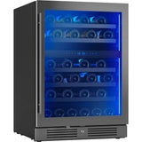 Presrv wine cooler, 24'' compact, blk Stainless Steel and glass, reversible, 2 zones