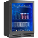 Presrv beverage, 24'' compact, blk Stainless Steel and glass, reversible, 1 zone
