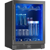 Presrv beverage, 24'' compact, blk Stainless Steel and glass, reversible, 1 zone