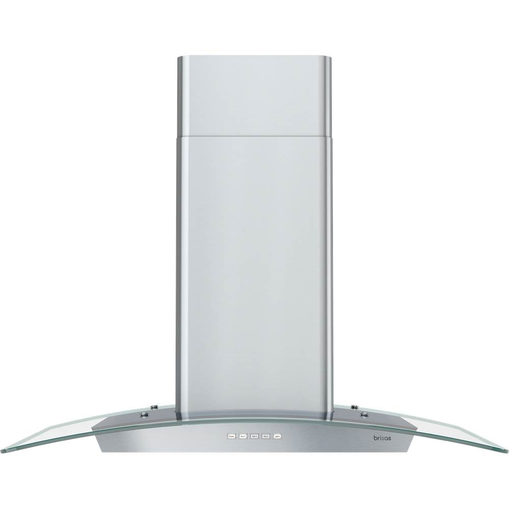 Zephyr - Brisas Curved Glass Wall, 30'' G, ACT, LED - Stainless Steel,Glass