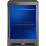 Presrv beverage, 24'' compact, blk Stainless Steel and glass, reversible, 1 zone