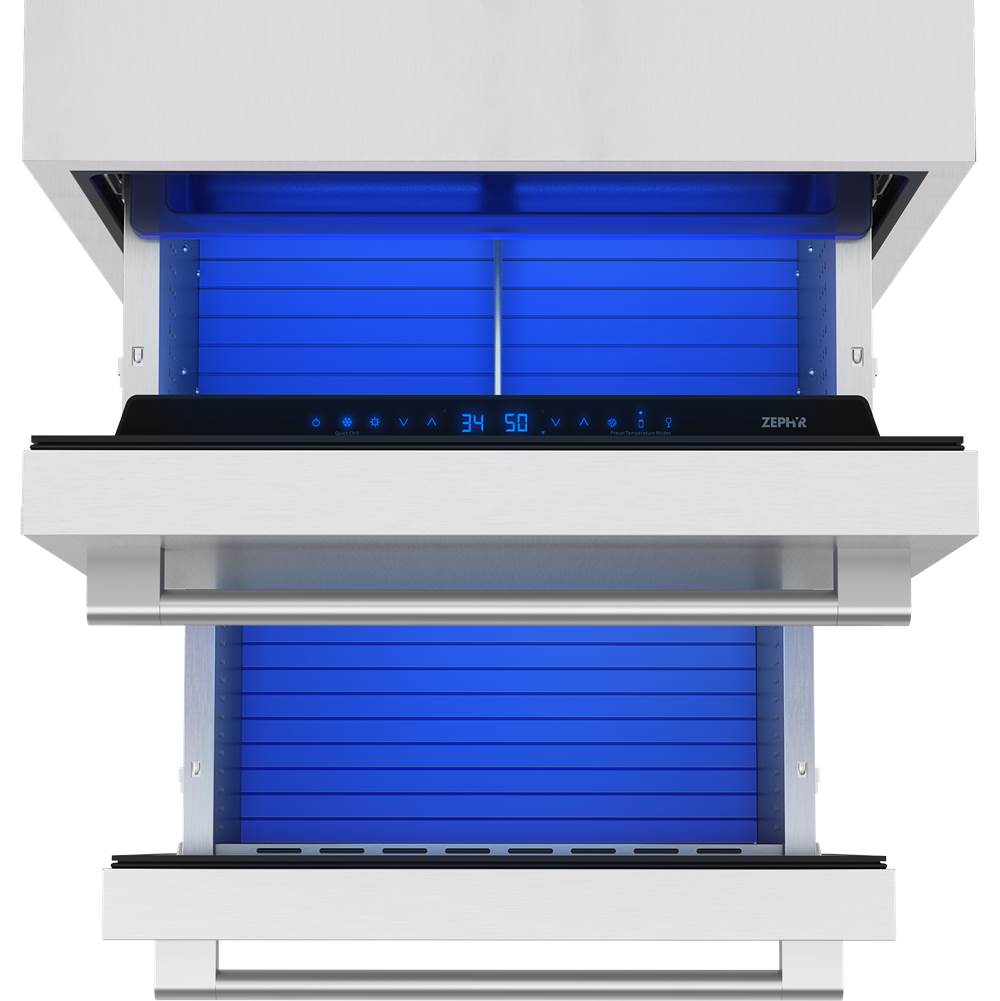 Presrv Refrigerator Drawers, 24in Compact, Outdoor, SS, 2 Zone
