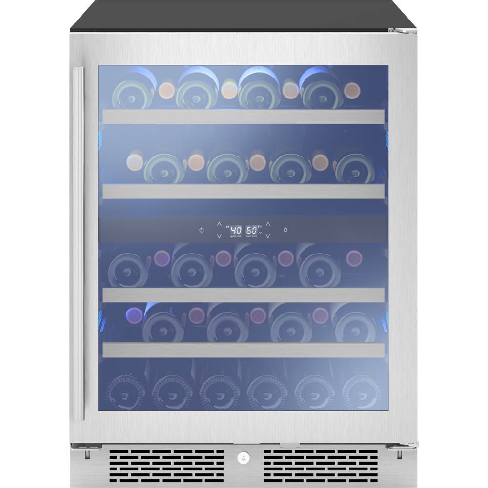Zephyr - Presrv ADA Wine Cooler, 24in Compact, SS and Glass, Reversible Door  and  Lock, 2 zones - Stainless Steel,Glass