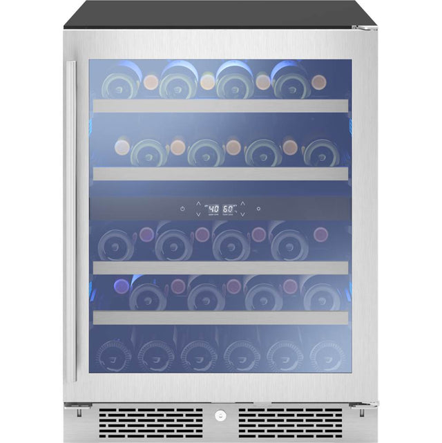 Zephyr - Presrv ADA Wine Cooler, 24in Compact, SS and Glass, Reversible Door  and  Lock, 2 zones - Stainless Steel,Glass