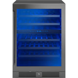 Presrv wine cooler, 24'' compact, blk Stainless Steel and glass, reversible, 2 zones