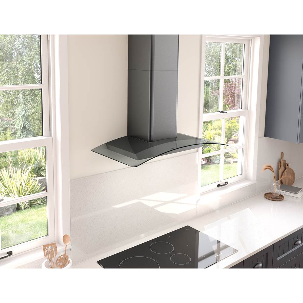 Ravenna Wall, 30in, Black SSPlusGray Glass, LED