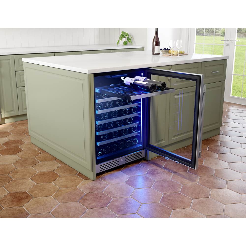 Presrv wine cooler, 24'' compact, Stainless Steel and glass, reversible, 1 zone