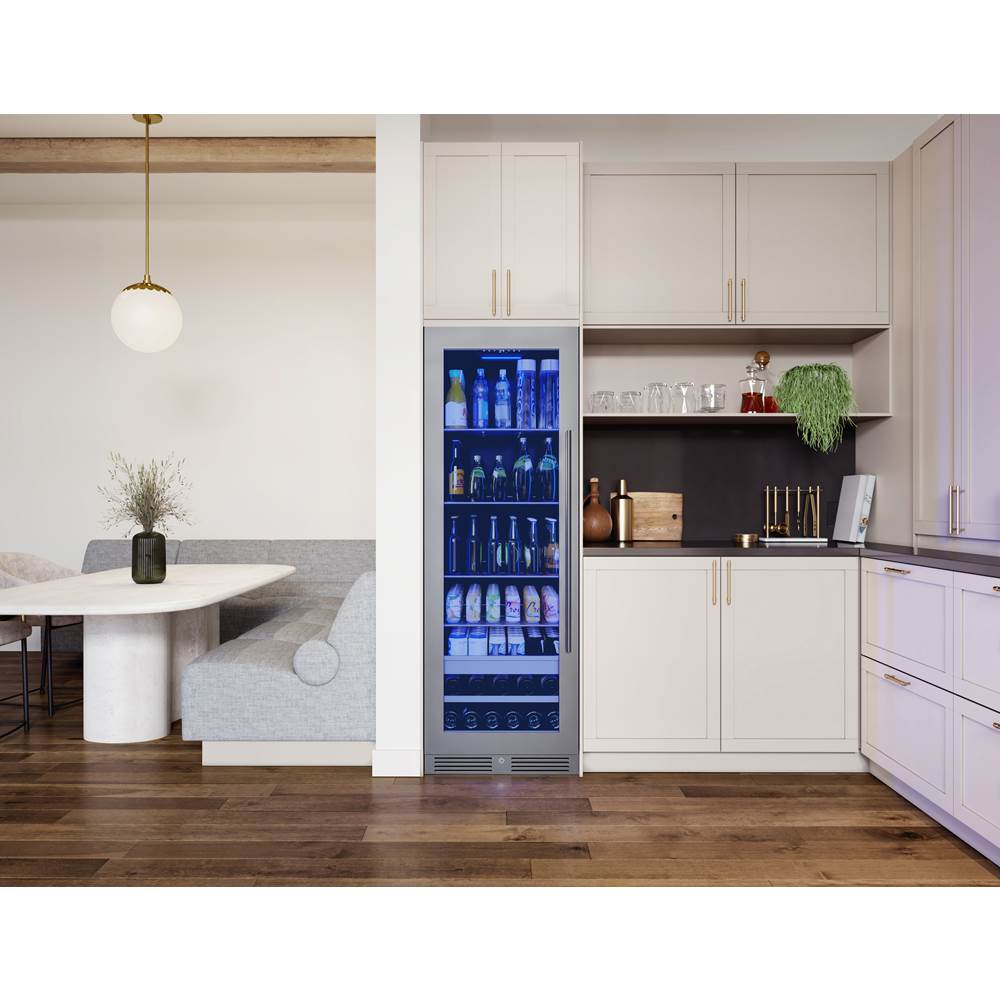 Presrv Beverage, 24'' Full Size, SS And Glass, Reversible, 1 Zone