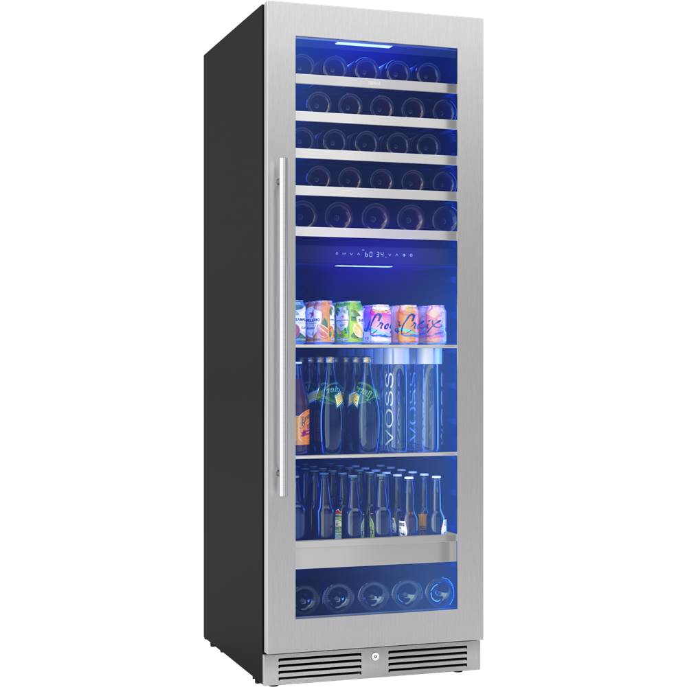 Presrv Wine And Bev Cooler, 24'' Full Size, SS And Glass, Reversible, 2 Zones