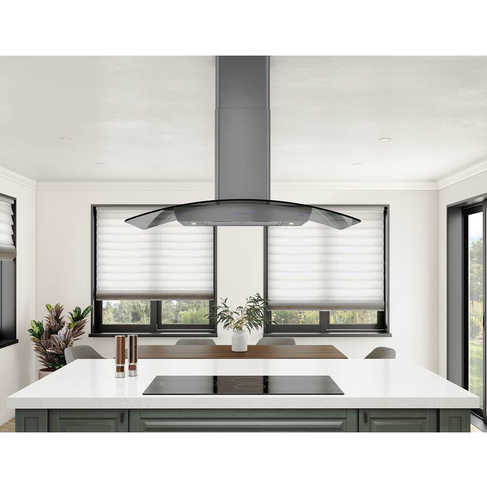 Ravenna Island, 90cm, Black SSPlusGray Glass, LED