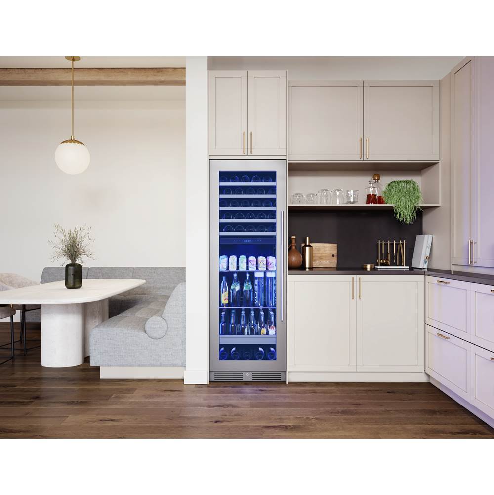 Presrv Wine And Bev Cooler, 24'' Full Size, SS And Glass, Reversible, 2 Zones