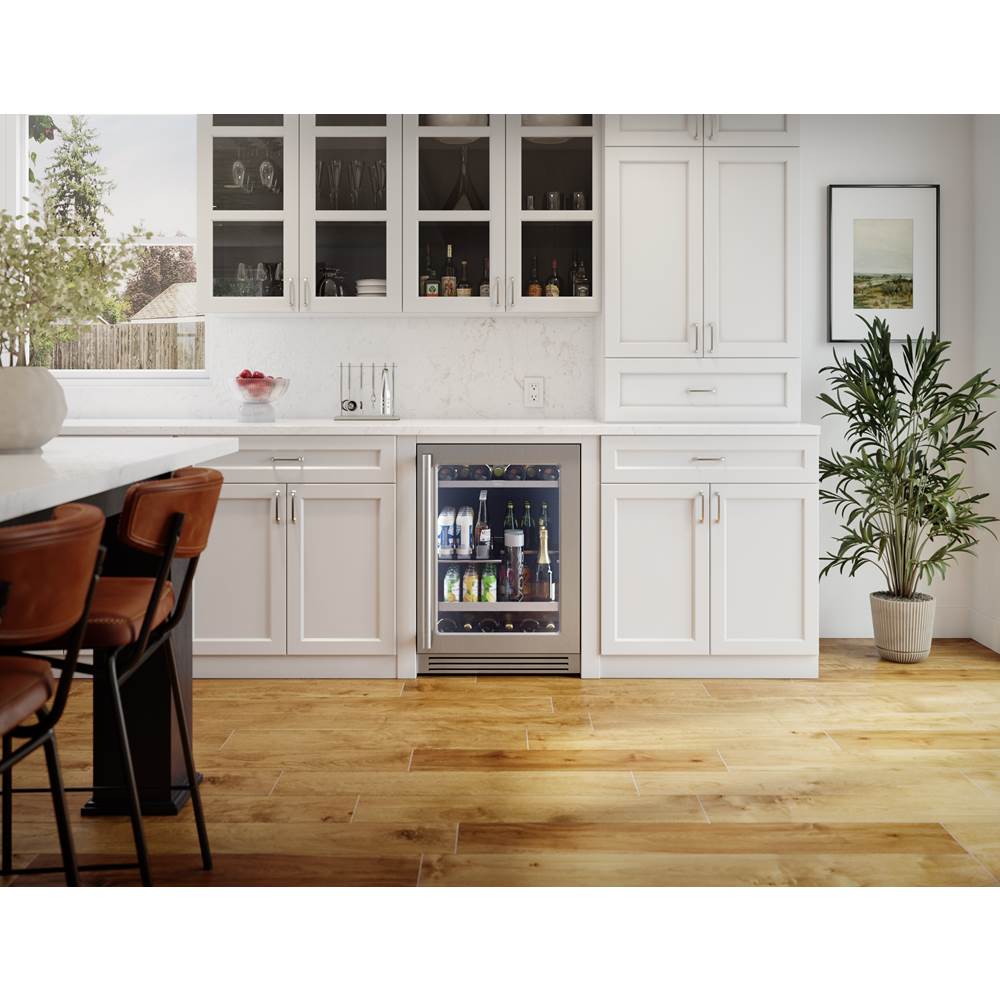 Presrv Pro Beverage Cooler, 24in Under Cabinet, SS plus Glass, Reverse Door, 1 Zone