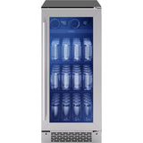 Zephyr - Brisas 15'' Single Zone Beverage Cooler - Stainless Steel,Glass