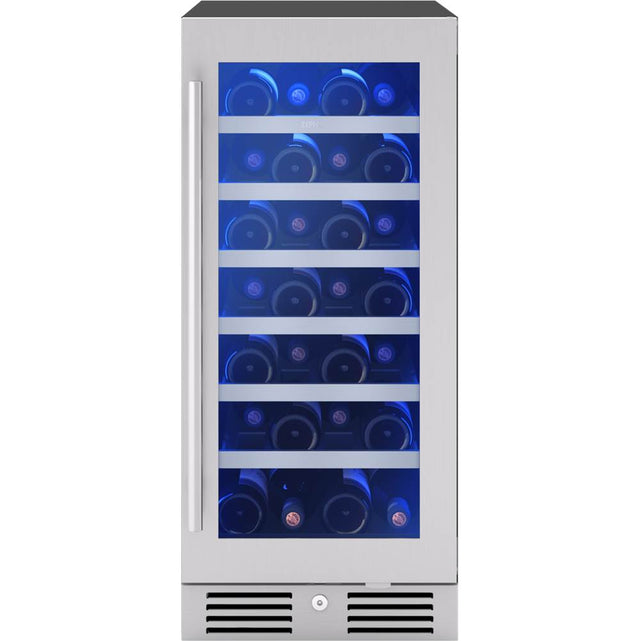 Zephyr - Presrv Wine Cooler, 15'' Compact, SS and Glass, Reversible, 1 Zone
