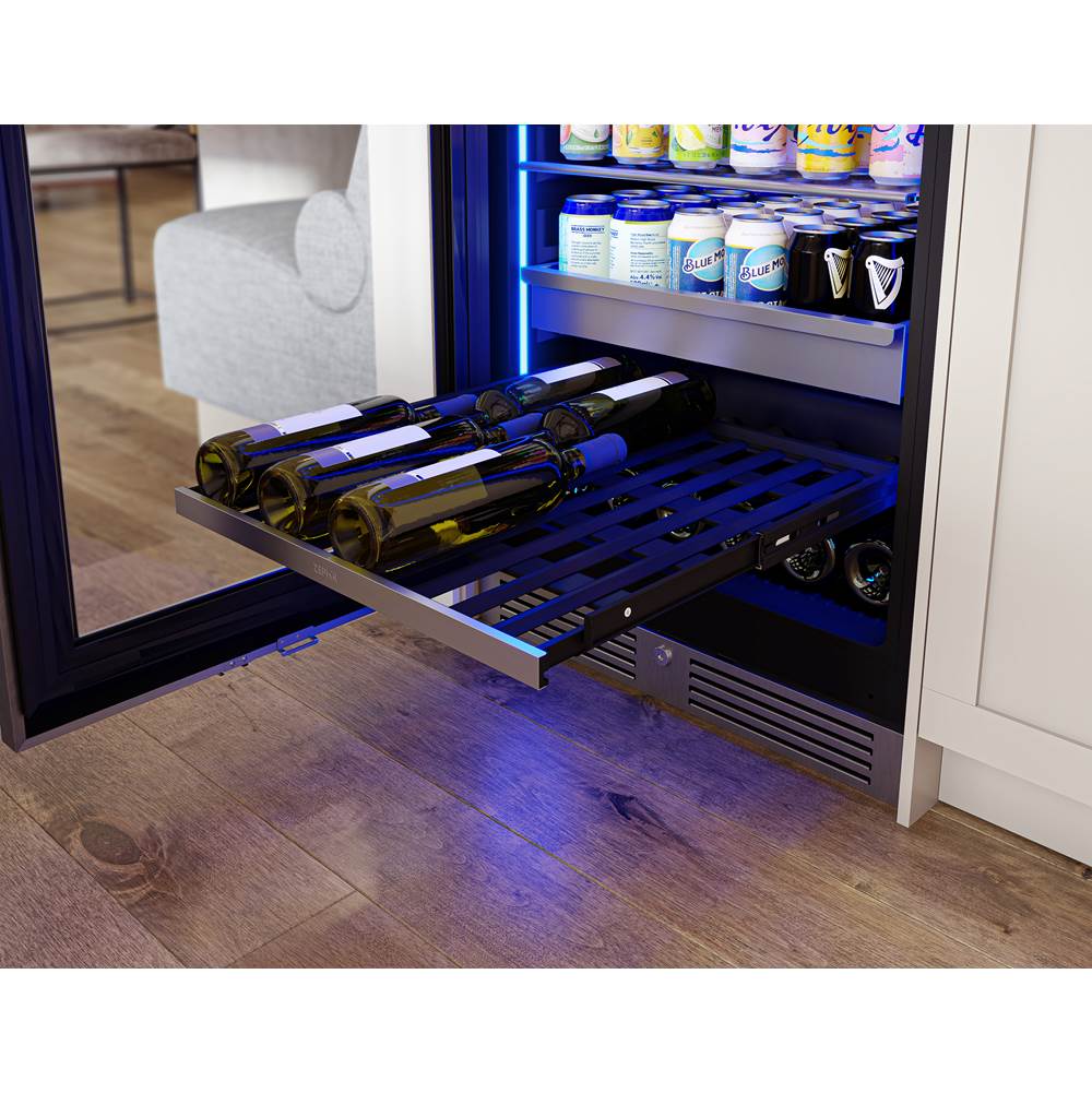 Presrv Beverage, 24'' Full Size, SS And Glass, Reversible, 1 Zone