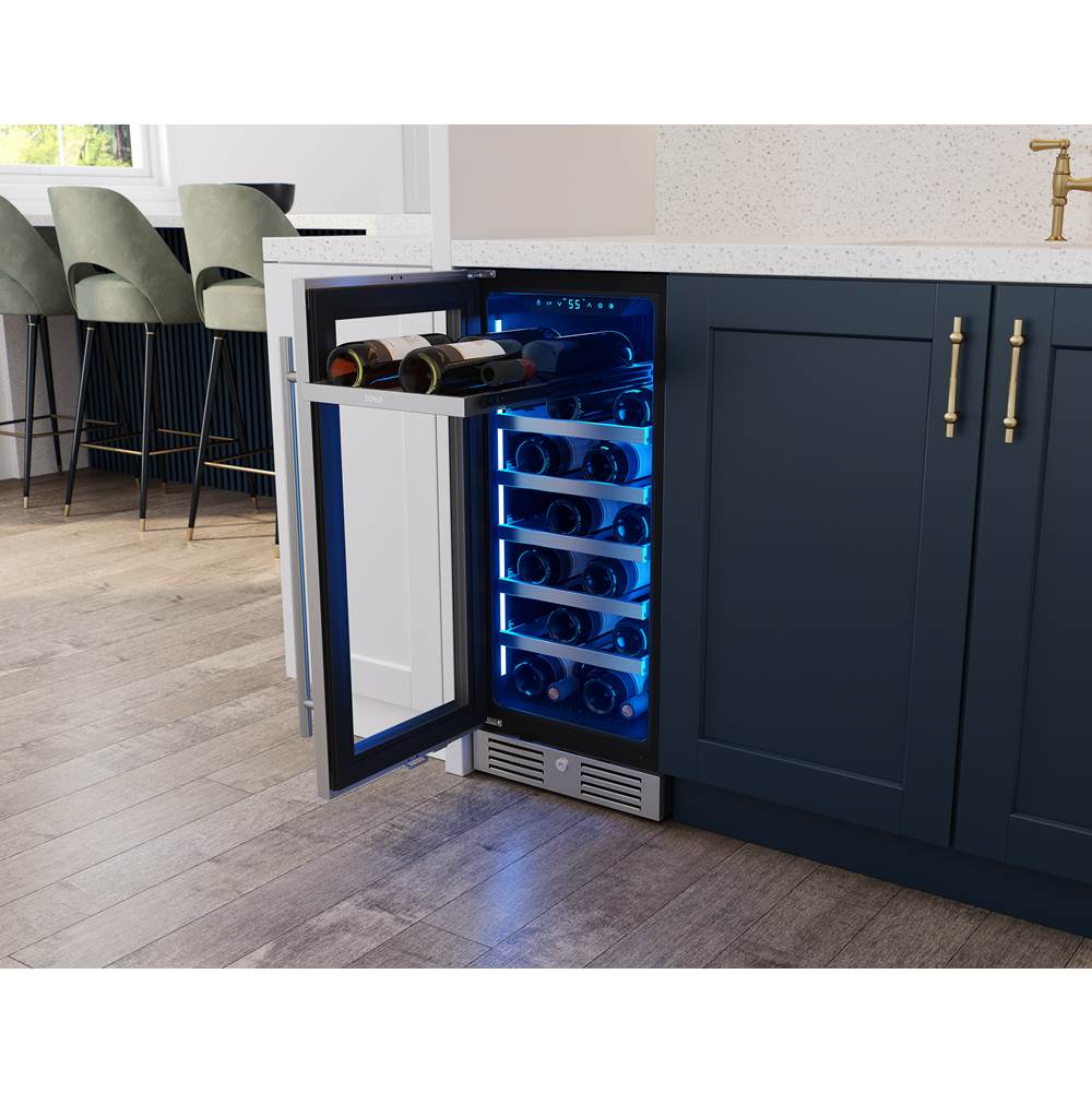 Presrv Wine Cooler, 15'' Compact, SS and Glass, Reversible, 1 Zone