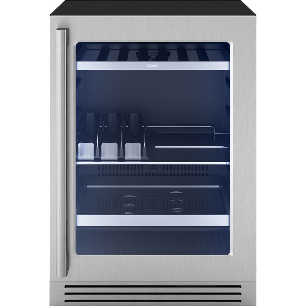 Presrv Pro Beverage Cooler, 24in Under Cabinet, SS plus Glass, Reverse Door, 1 Zone