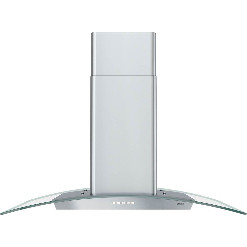 Zephyr - Brisas Curved Glass Wall, 36'' G, ACT, LED - Stainless Steel,Glass